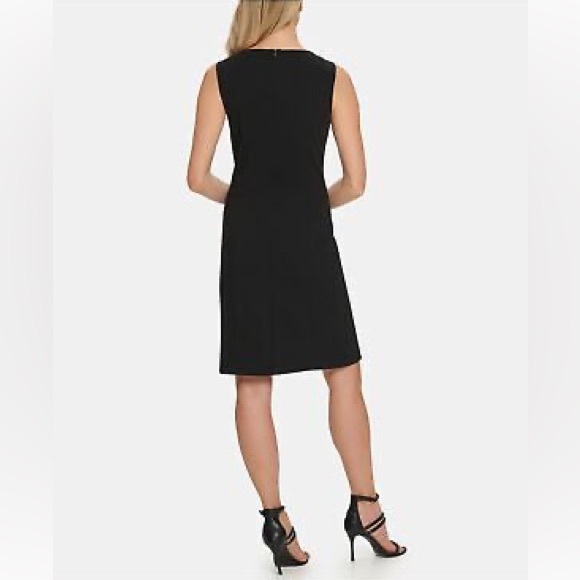 Dkny Womens Black Sleeveless Scoop Neck Knee Length Wear To Work Sheath Dress - Picture 3 of 4